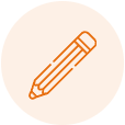 Icon of a pencil representing the first draft transcription stage.